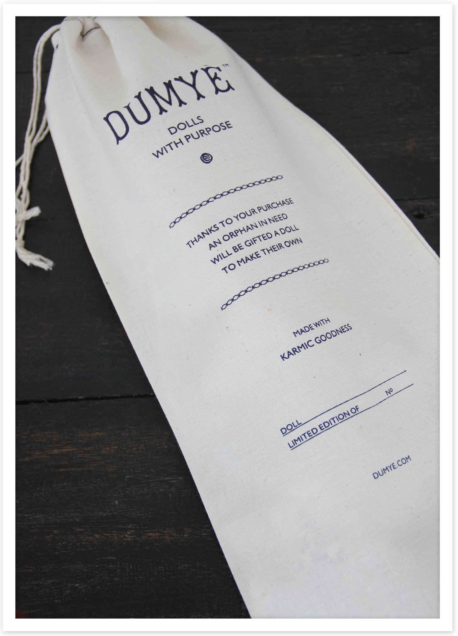 Each rag doll comes packed in an organic cotton sac with her name, edition & piece number